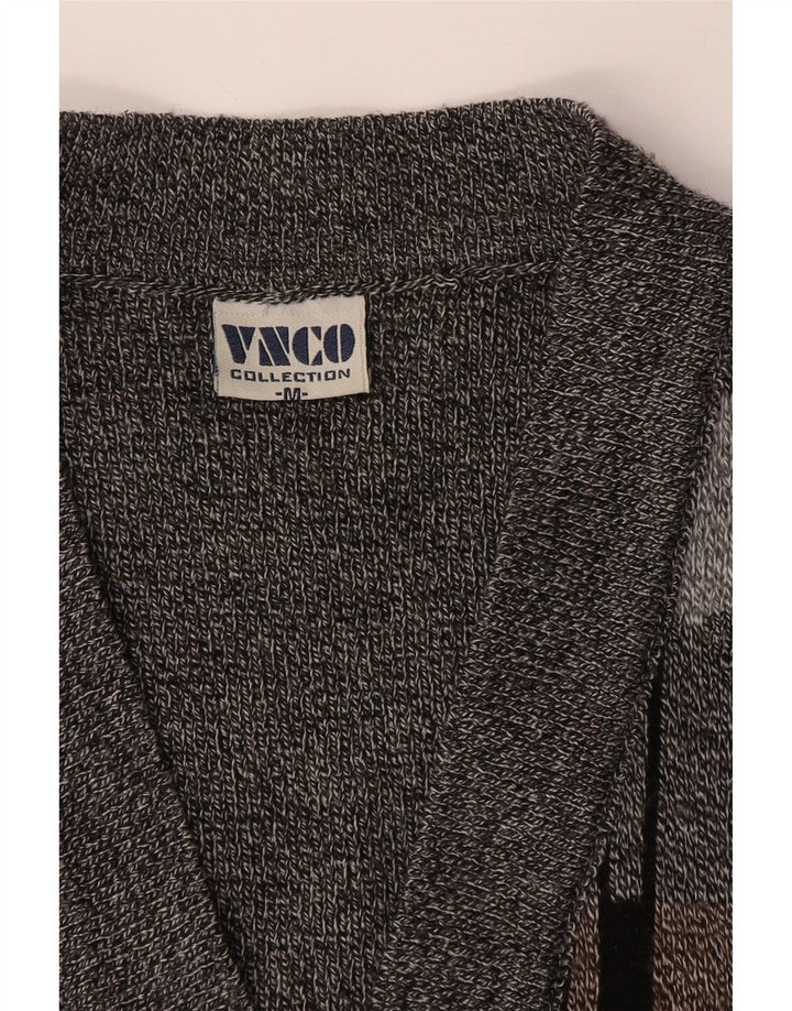 Maglione cardigan senza maniche vintage da uomo in acrilico geometrico grigio medio