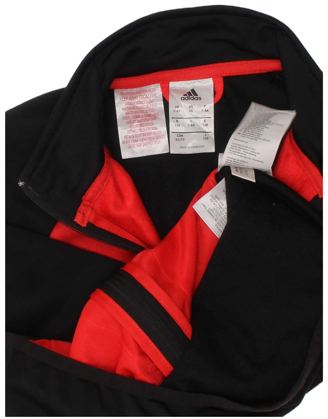 Giacca da tuta da ragazzo Adidas 7-8 anni in poliestere color block nero