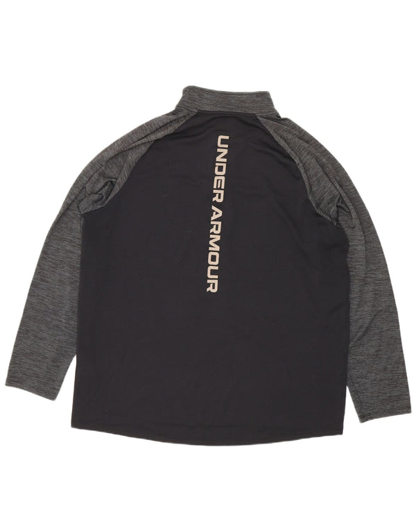Under Armour Top da uomo con zip e collo grafico manica lunga grande nero sportivo