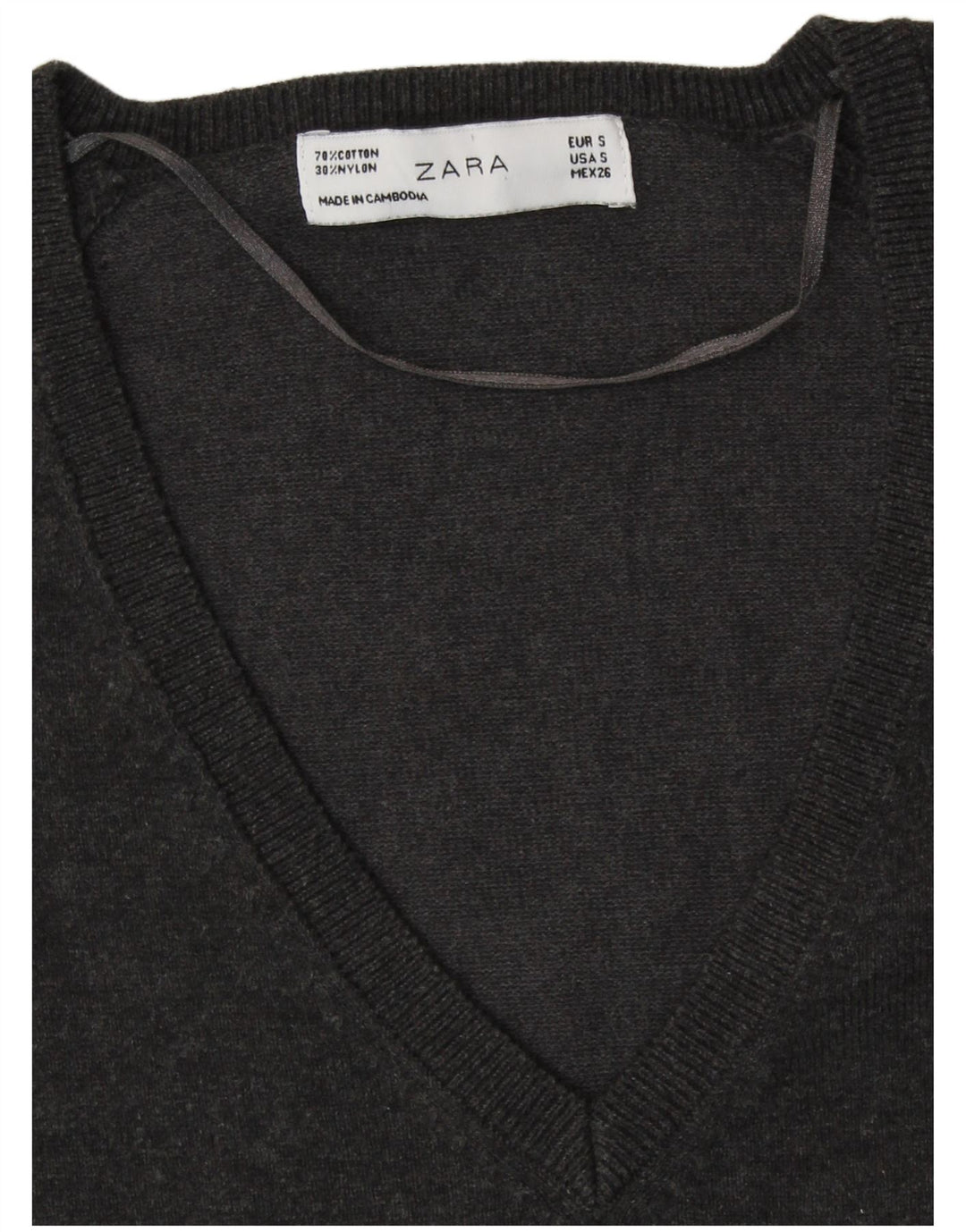 Maglione ZARA da donna con scollo a V UK 10 piccolo grigio