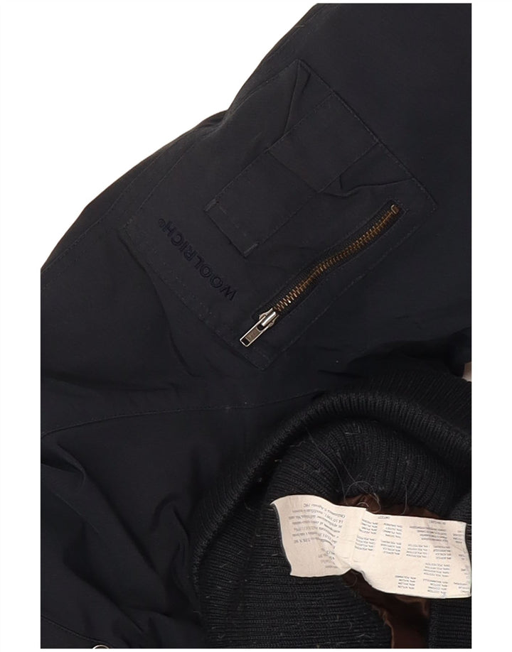 Giacca imbottita con cappuccio da donna Woolrich UK 12 cotone medio blu navy