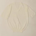 VINTAGE Womens Short Sleeve V-Neck Jumper Sweater UK 14 Medium White Vintage Vintage and Second-Hand Vintage from Messina Hembry 