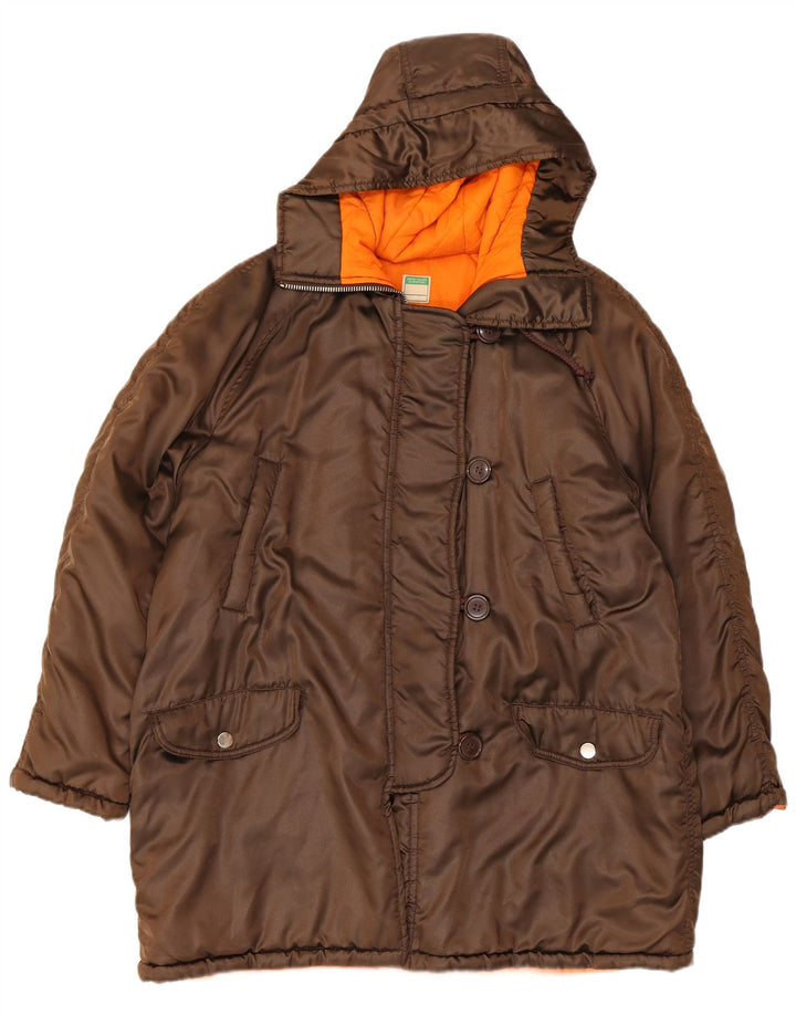 Giacca Parka oversize con cappuccio da donna Benetton UK 10 Small Marrone Poliammide