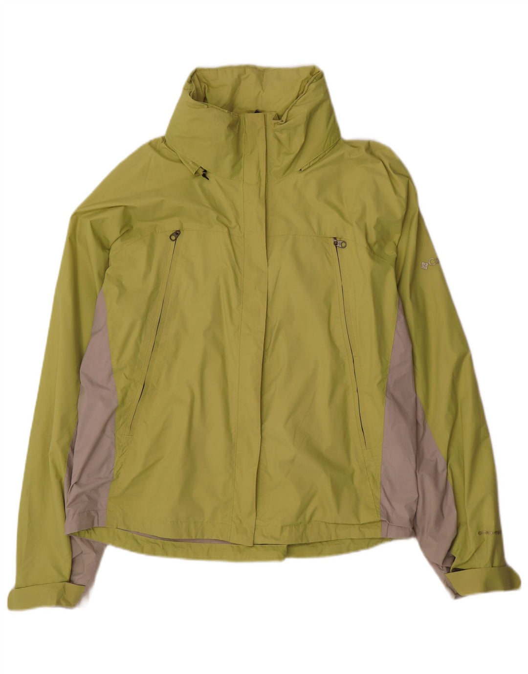 Giacca antipioggia Columbia Omni-Tech da donna UK 18 XL Nylon color block verde