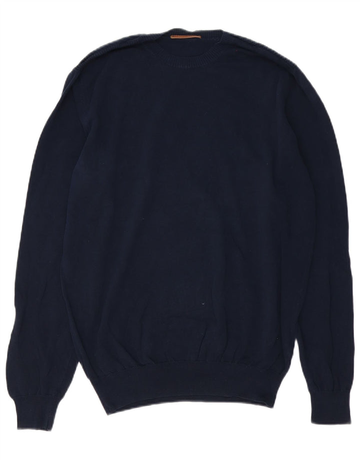 Maglione maglione girocollo da uomo Massimo Dutti in cotone blu navy medio