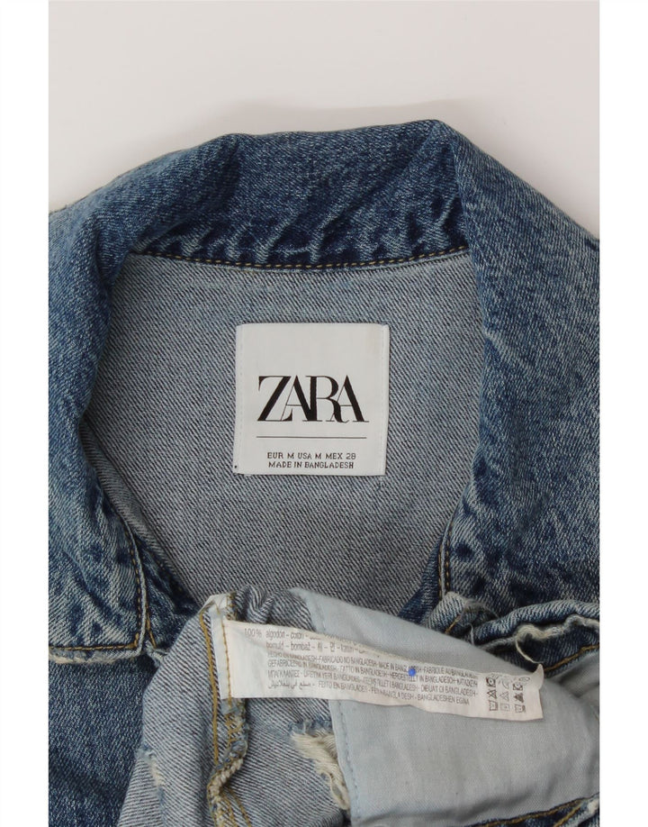 ZARA Womens Denim Jacket UK 14 Medium Blue Cotton Vintage Zara and Second-Hand Zara from Messina Hembry 