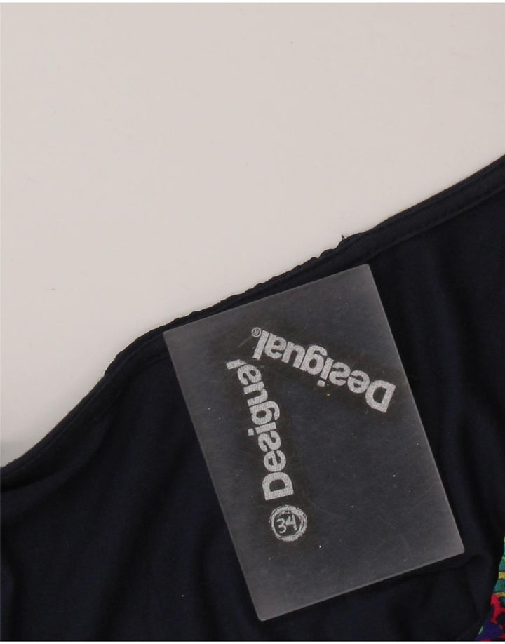 Desigual Abito basic senza maniche da donna con motivo astratto EU 34 XS Blu navy