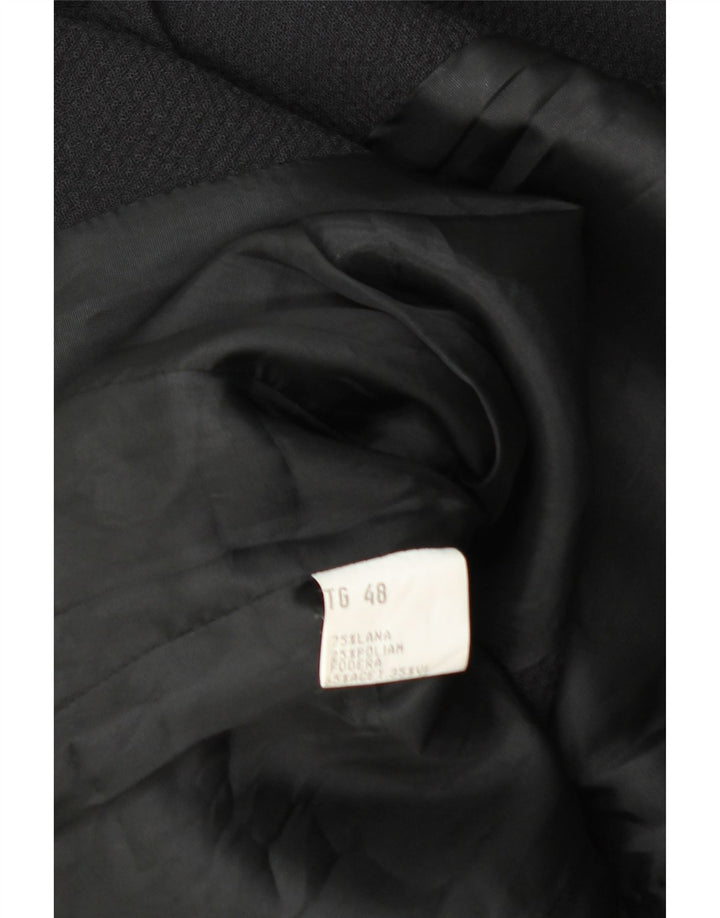 Giacca blazer vintage da donna a 4 bottoni IT 48 XL in lana blu navy