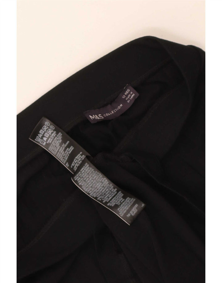 Gonna a pieghe midi da donna Marks & Spencer UK 12 media W30 poliestere nero