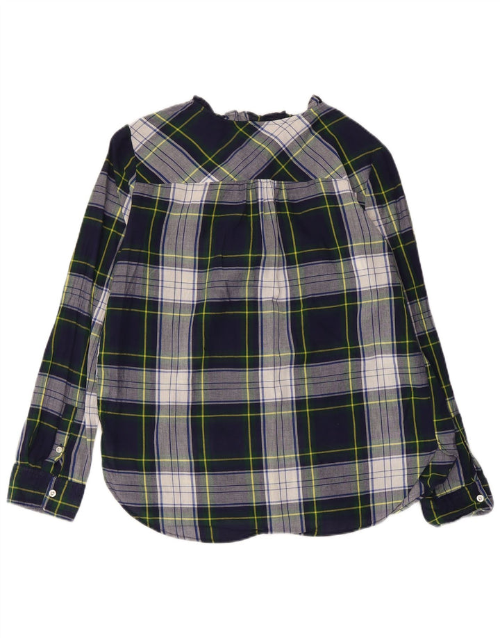 J. CREW Camicia pullover da donna Camicetta US 4 Small Cotone a quadri blu navy