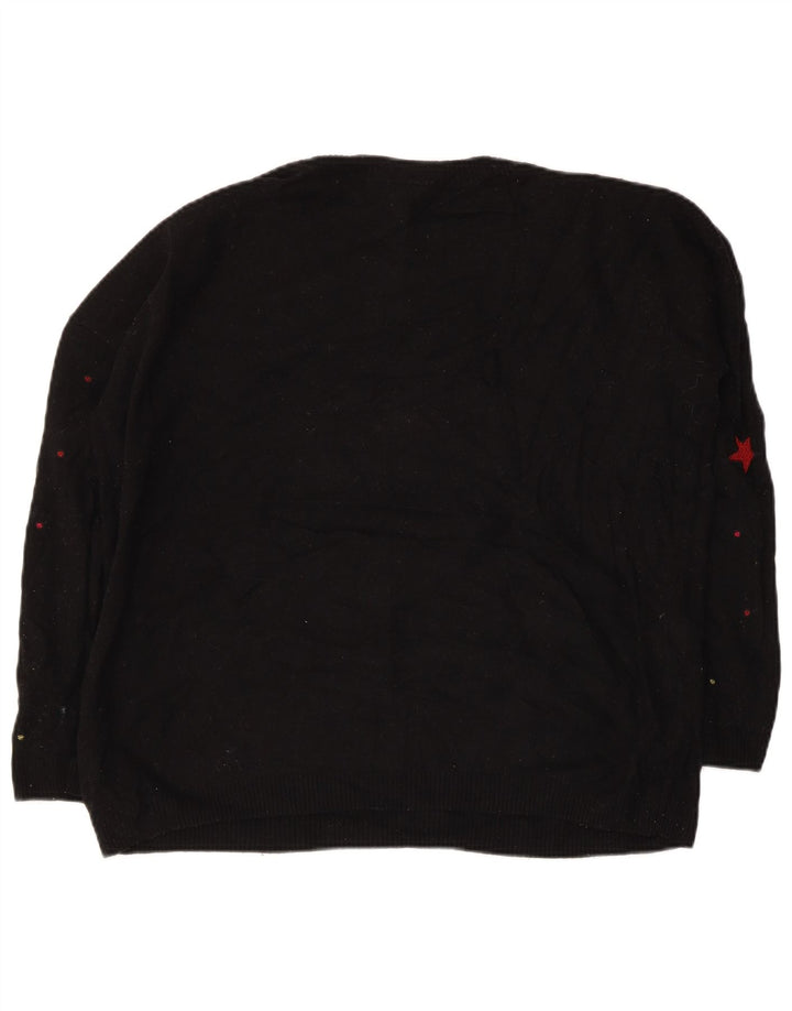 Maglione da donna con scollo a barca con motivo astratto Hobbs UK 16 grande nero