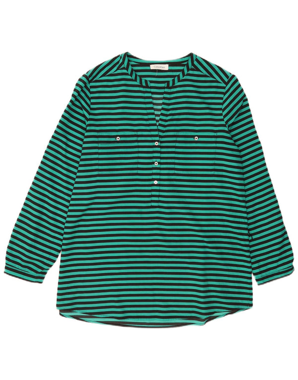 Top tunica a maniche lunghe da donna Calvin Klein UK 16 Large Green Striped
