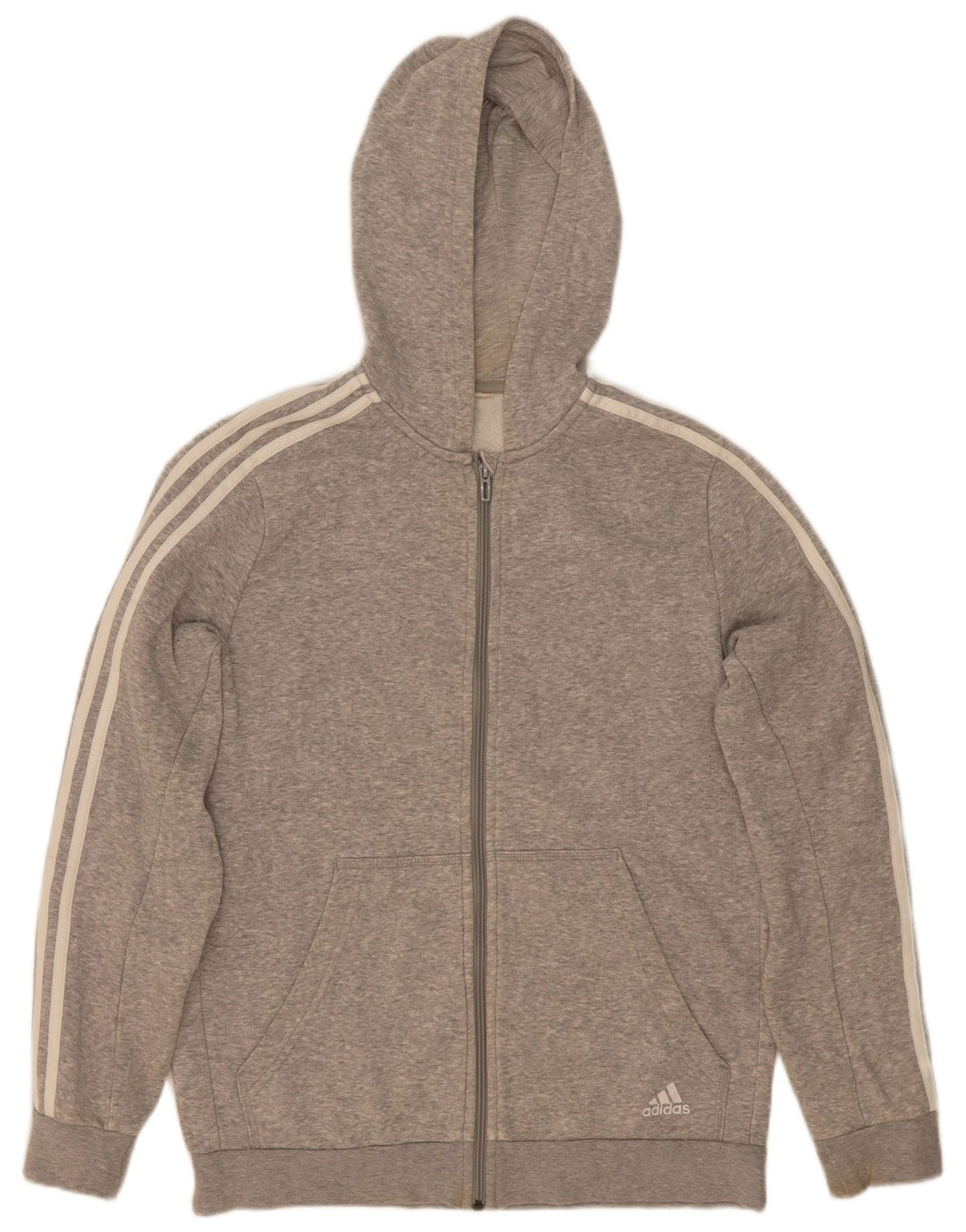 Maglione con cappuccio e zip Adidas da uomo grigio medio chiazzato