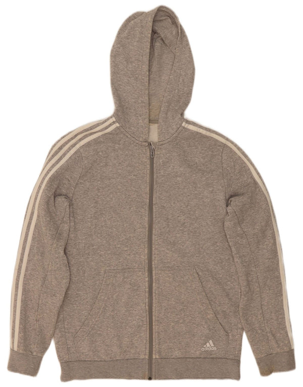 Maglione con cappuccio e zip Adidas da uomo grigio medio chiazzato