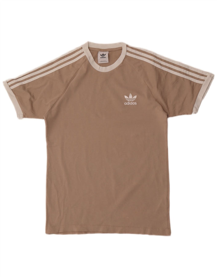 T-shirt da uomo Adidas Top Small in cotone marrone retrò
