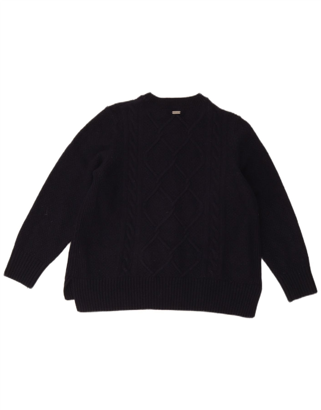 Maglione maglione girocollo da donna Barbour UK 14 grande lana blu navy