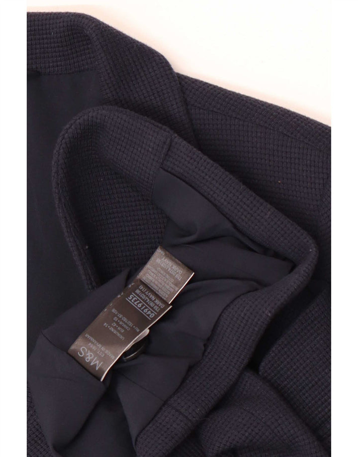 Marks & Spencer Giacca blazer a 2 bottoni da donna UK 14 Large Blu Navy Cotone