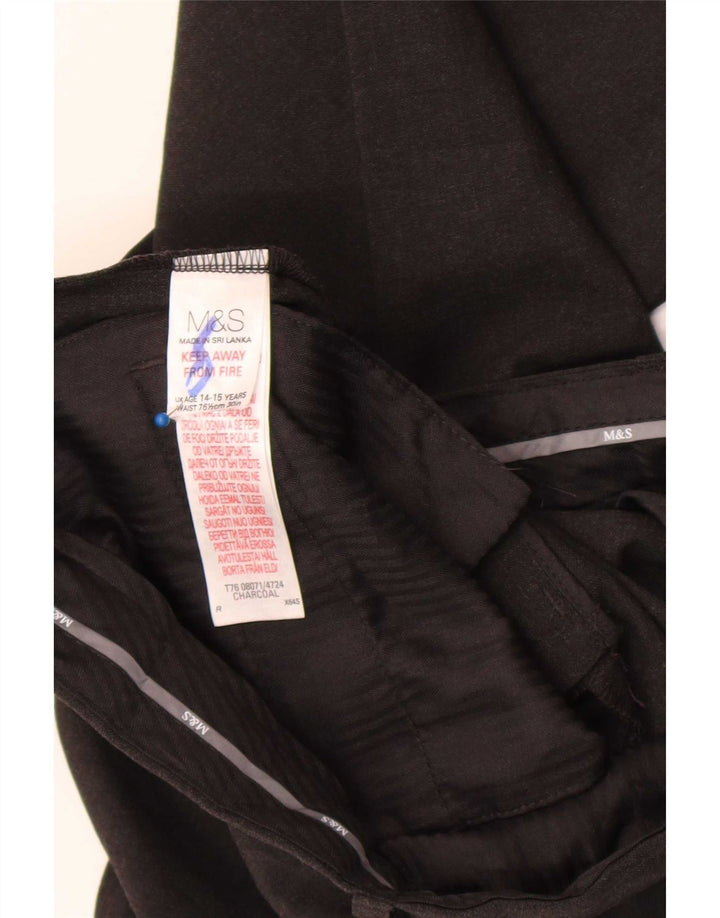 Pantaloni da abito slim Marks & Spencer da ragazzo 14-15 anni W29 L29 Poliestere grigio