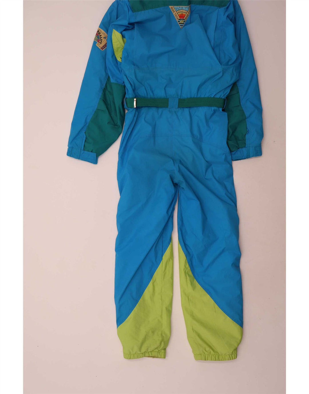 Tuta da sci vintage da uomo IT 48 Nylon color block blu medio