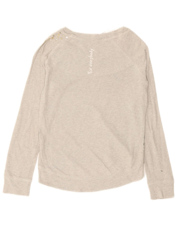 Desigual Womens Graphic Felpa Jumper UK 14 Cotone floreale grigio medio