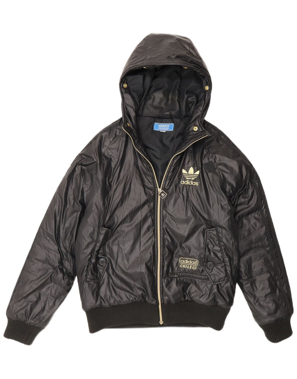Giacca imbottita bomber con cappuccio Adidas Cile 62 da uomo UK 36 piccola nera