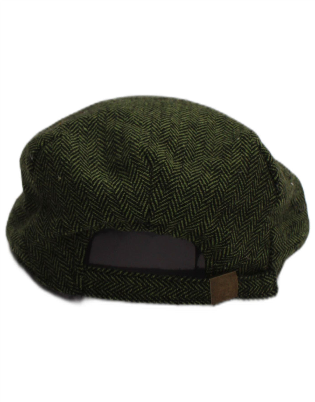 ARAN Mens Geometrical Flat Cap One Size Green Herringbone Tweed Classic