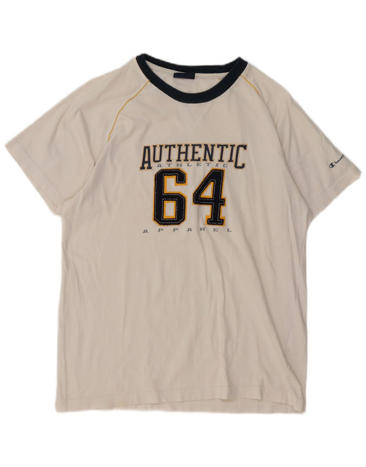 T-shirt grafica da uomo CHAMPION Top grande in cotone bianco