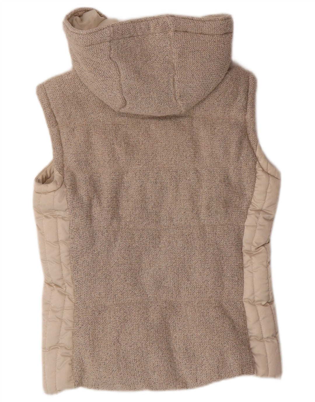 Gilet imbottito con cappuccio da donna Zara UK 10 piccolo poliestere beige