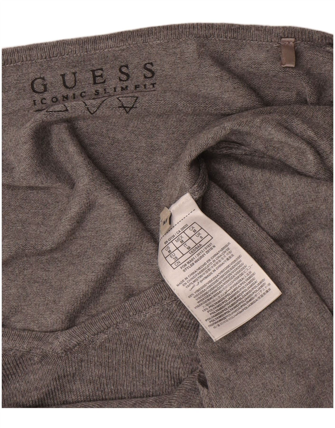 Maglione Guess da donna oversize con scollo a V grafico UK 8 piccolo grigio