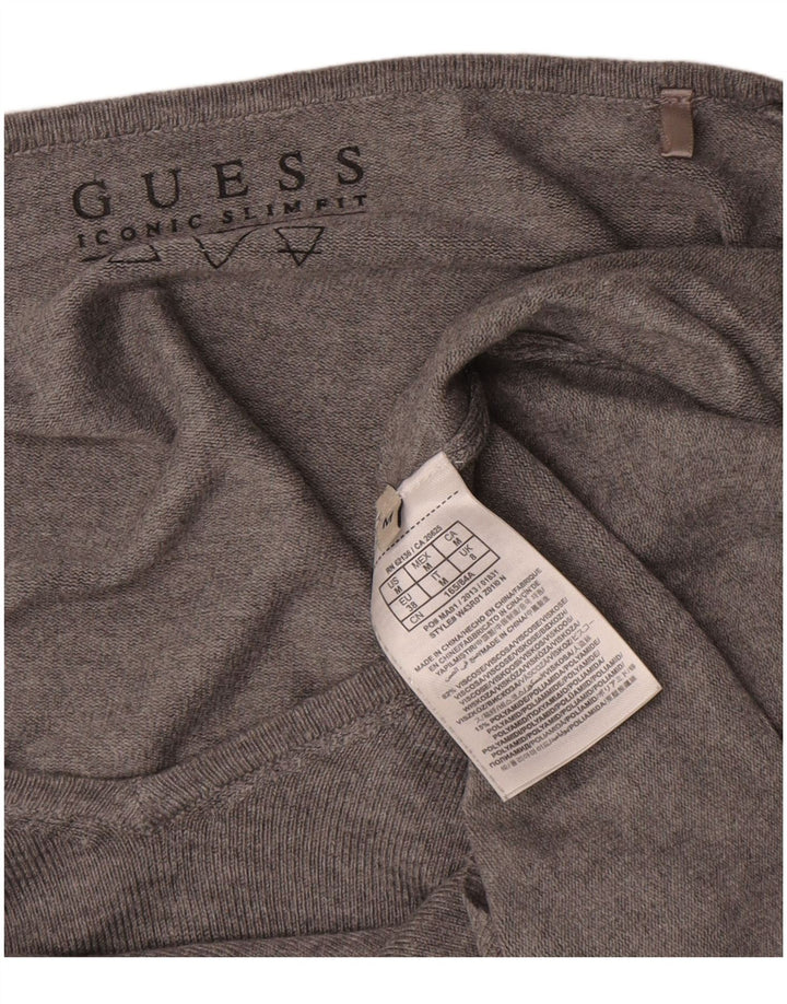 Maglione Guess da donna oversize con scollo a V grafico UK 8 piccolo grigio