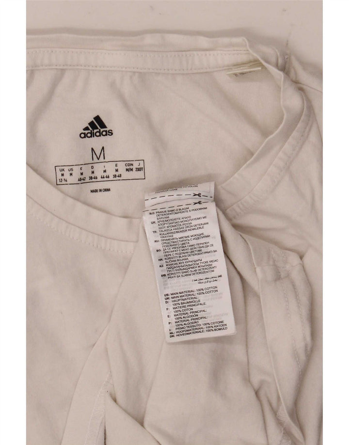 Canotta grafica da donna Adidas UK 12/14 Cotone bianco medio