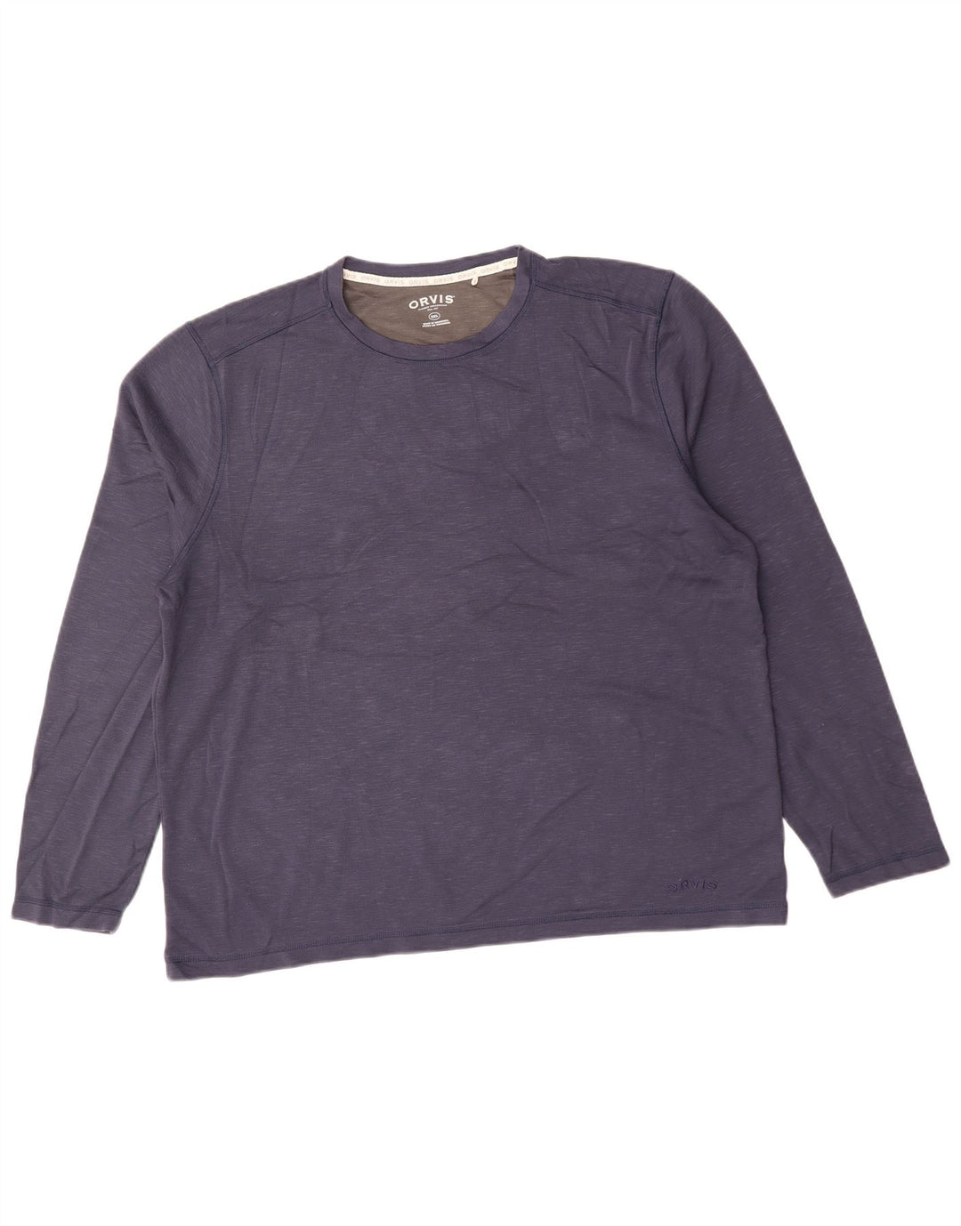 ORVIS Top da uomo a maniche lunghe 2XL Rayon screziato blu navy