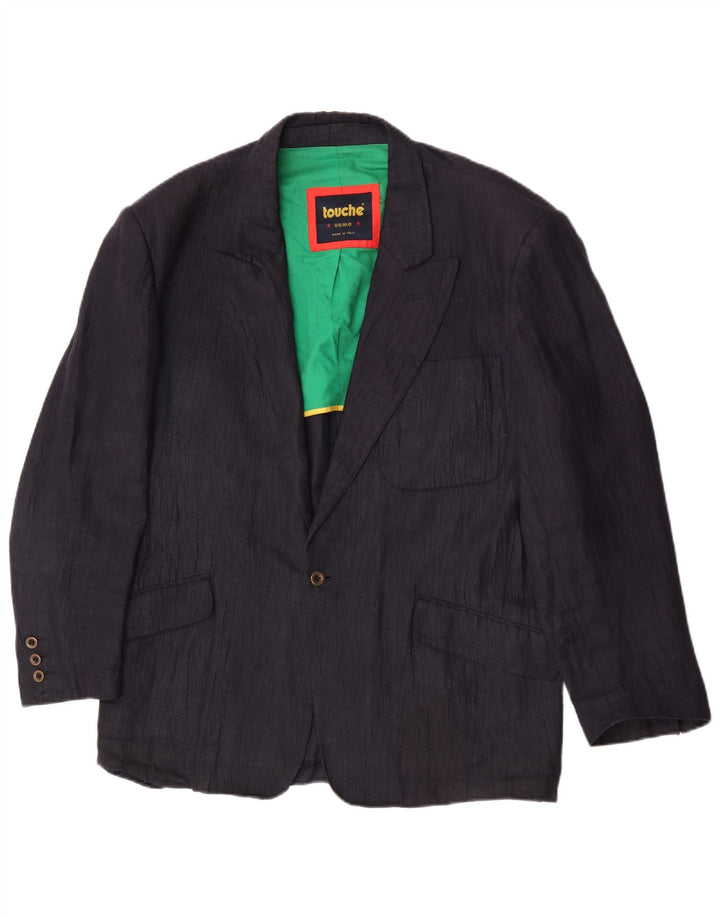 Giacca blazer da uomo a 1 bottone Touche UK 38 medio blu navy