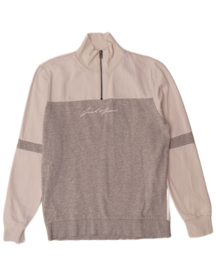 JACK & JONES Felpa con grafica da uomo Maglione color block bianco medio