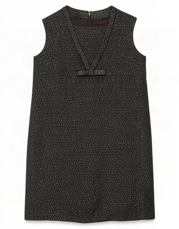 Abito a trapezio senza maniche vintage da donna UK 12 medio nero