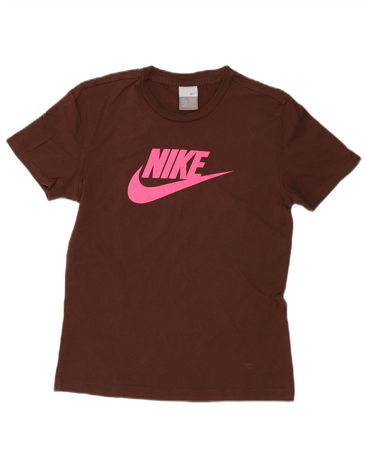 NIKE Womens Graphic T-Shirt Top UK 10/12 Medium Brown