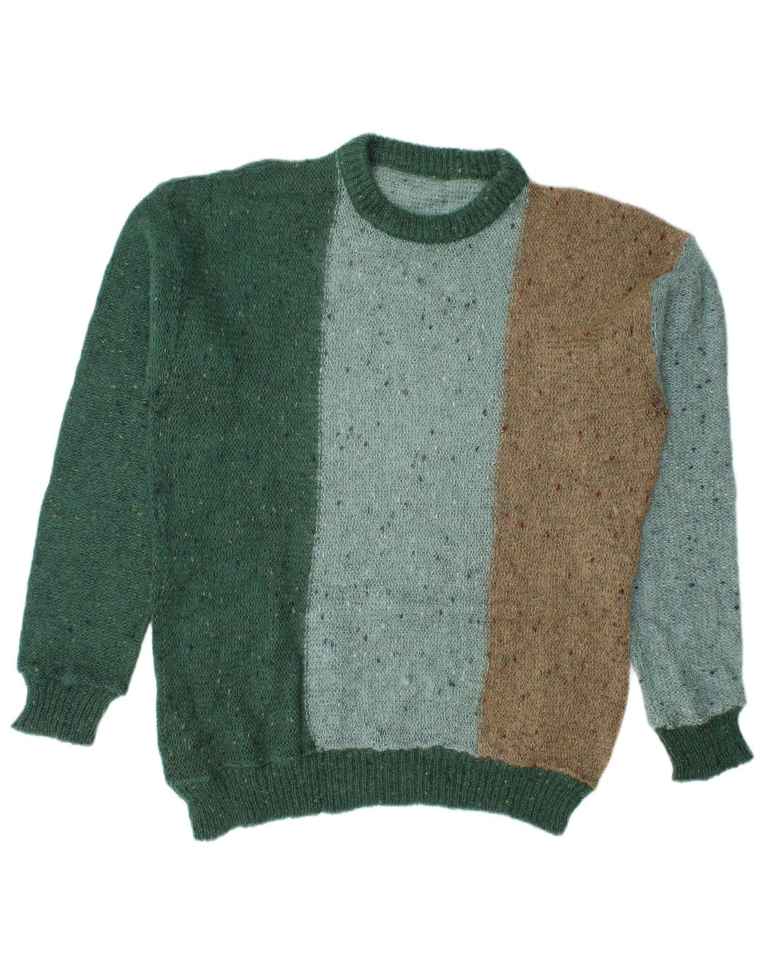 Maglione vintage da uomo girocollo IT 54 XL in lana screziata multicolore