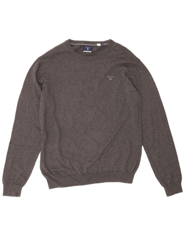 Maglione maglione girocollo da uomo Gant XL in cotone grigio