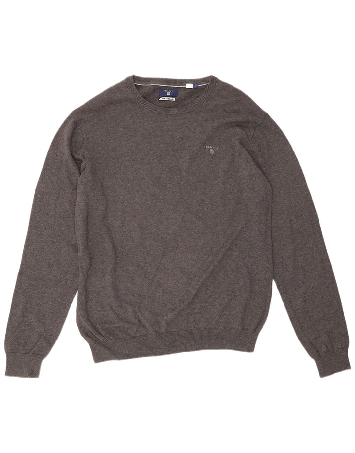 Maglione maglione girocollo da uomo Gant XL in cotone grigio