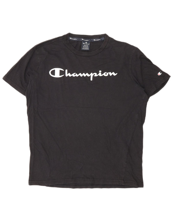 T-shirt grafica da uomo Champion Top in cotone nero medio