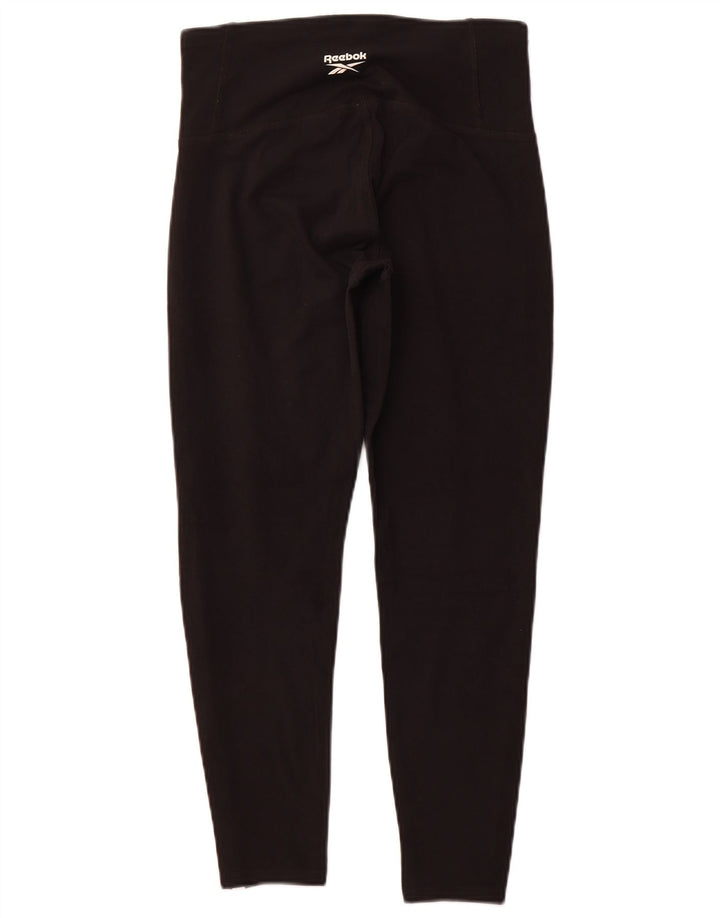 REEBOK Womens Leggings UK 12/14 Medium Black Cotton