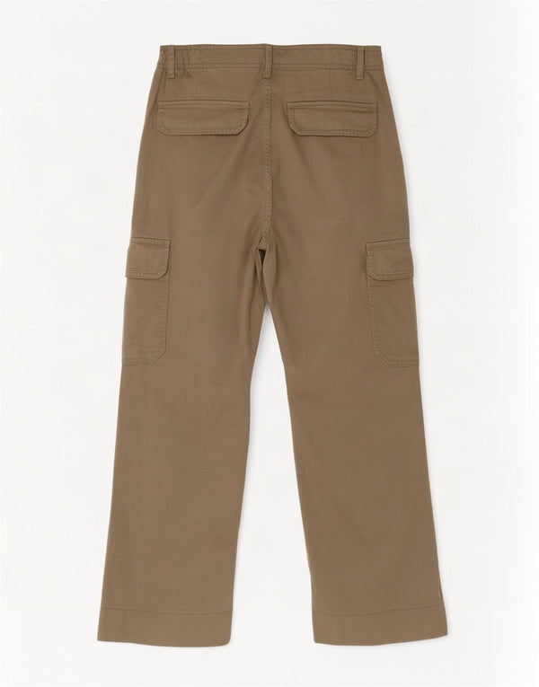 Zara Womens Wide Leg Cargo Trousers EU 36 XS W26 L26 Khaki Cotton