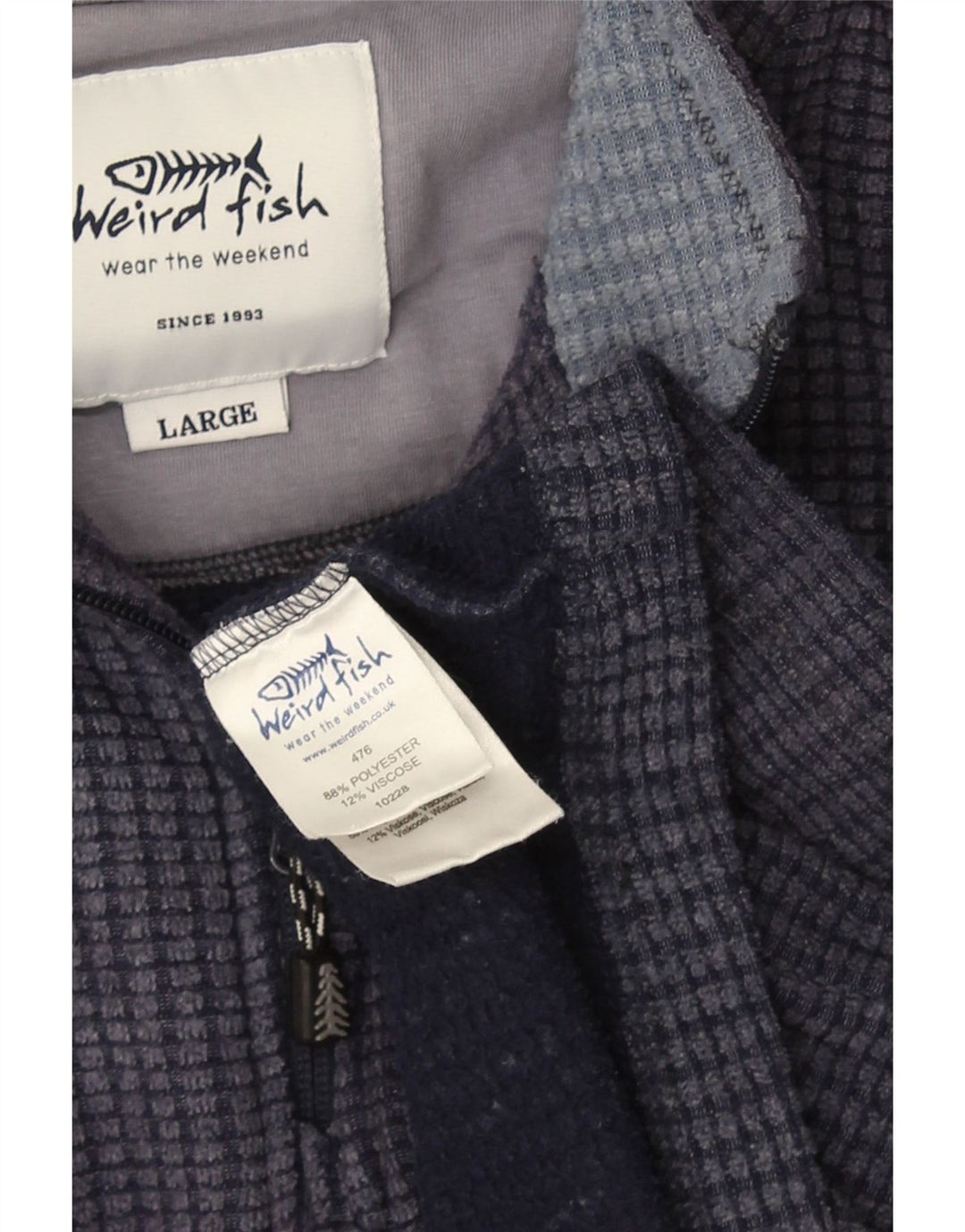 Maglione in pile da uomo con collo con zip Weird Fish, grande poliestere blu navy