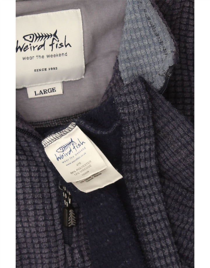 Maglione in pile da uomo con collo con zip Weird Fish, grande poliestere blu navy