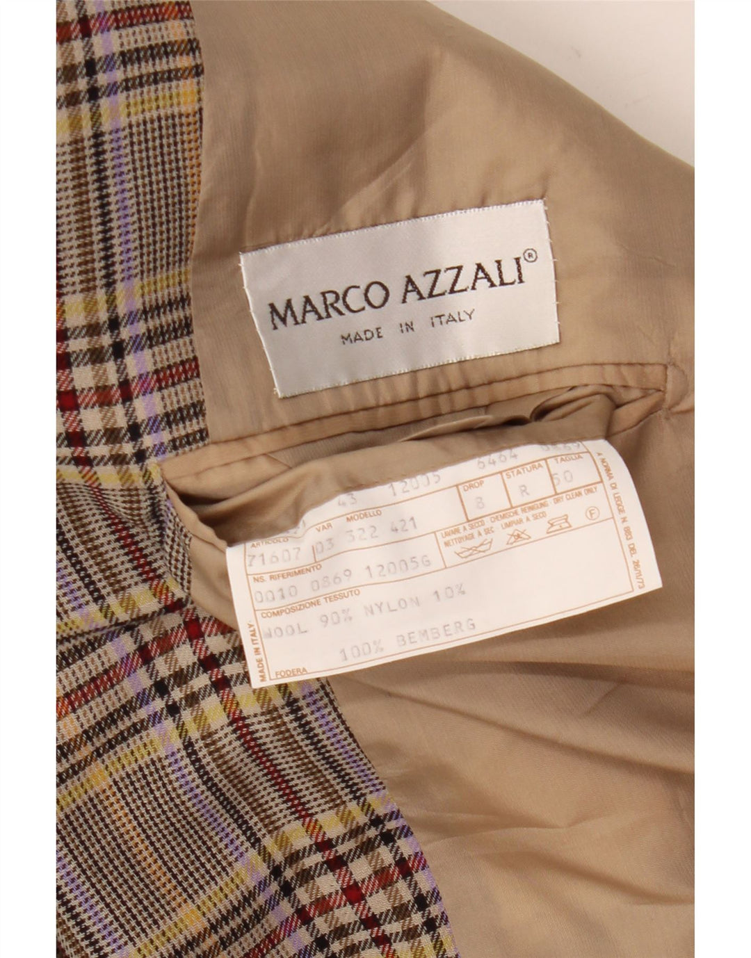 Giacca Blazer Uomo Marco Azzali IT 50 Large Pied De Poule Multicolore