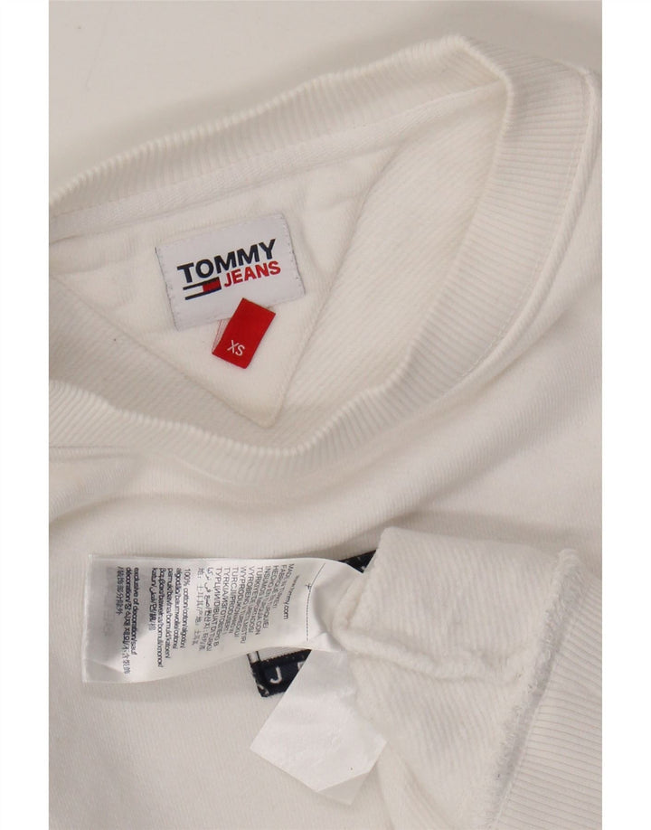 TOMMY HILFIGER Felpa corta oversize da donna UK 6 XS Bianca