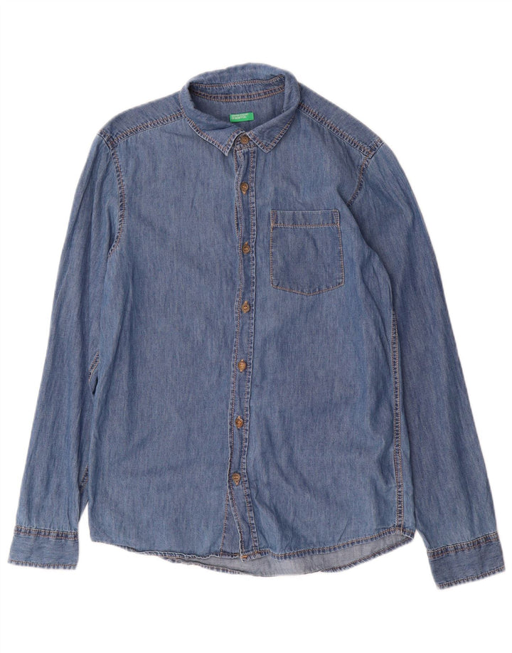 Camicia Denim Bambino BENETTON 14-15 Anni Blu