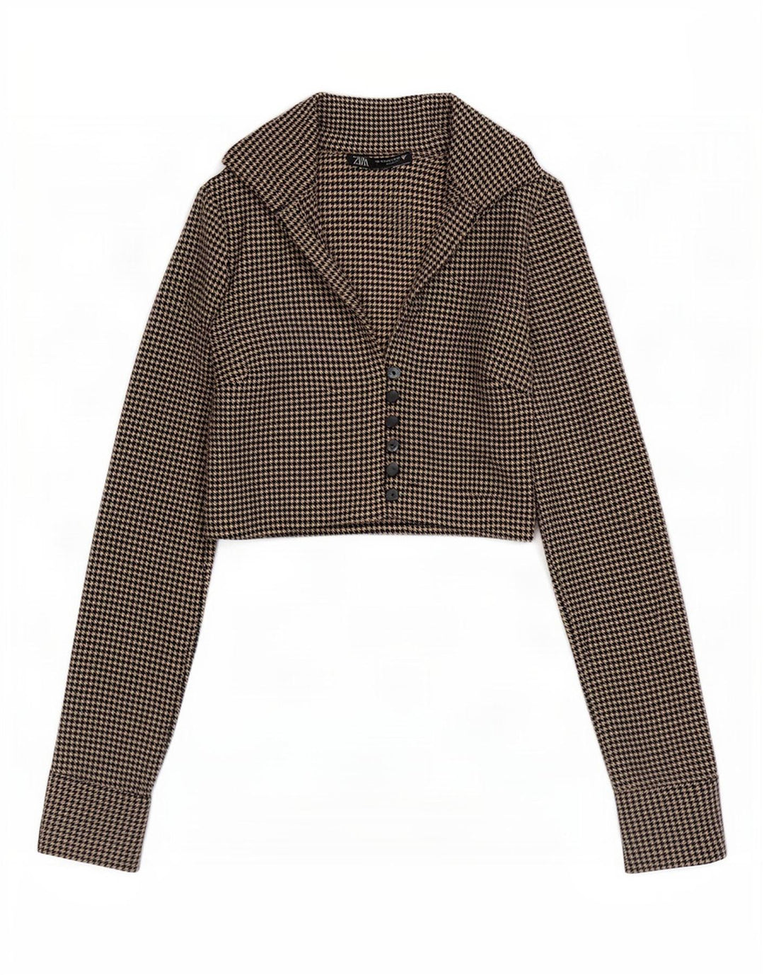 Camicetta corta da donna Zara UK 6 XS Poliestere pied de poule marrone