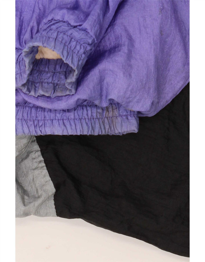 Tuta intera vintage da uomo grande viola color block in poliammide