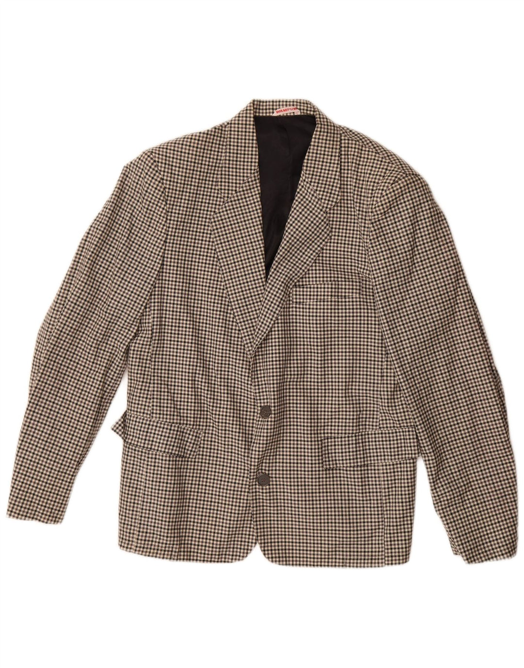 Giacca blazer da uomo a 2 bottoni Wampum UK 38 a quadretti grigio medio